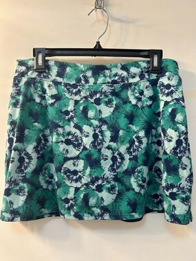 Tranquility by Colorado Clothing Green and Navy Floral Print Skorts, Sz M